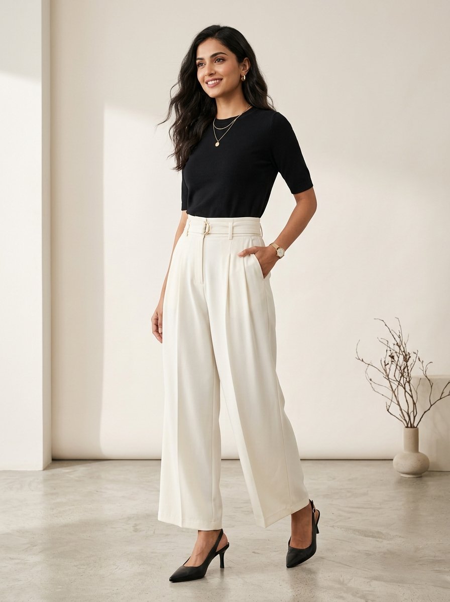 High-Waist Comfort Stretch Ankle Palazzo Pants